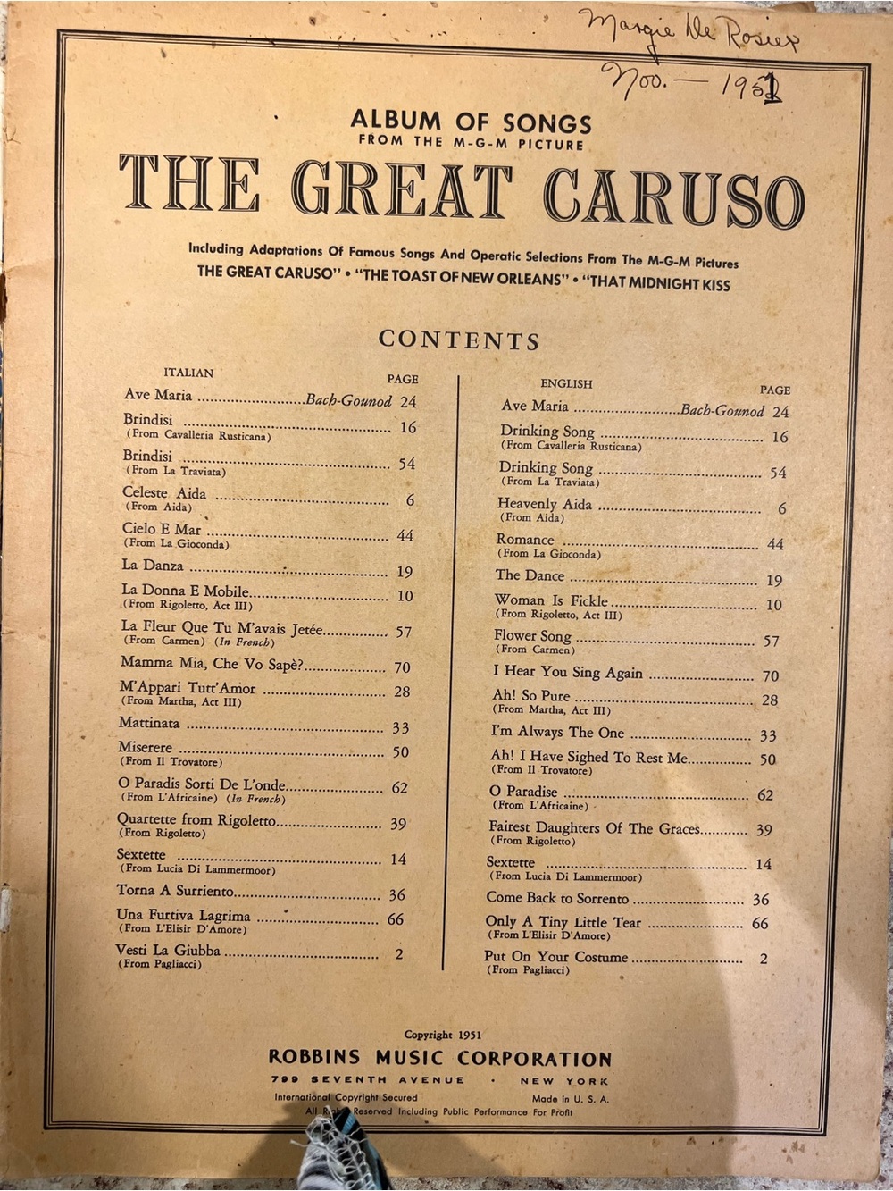 Vintage The Great Caruso Music Sheets for Piano - Picture 3 of 3